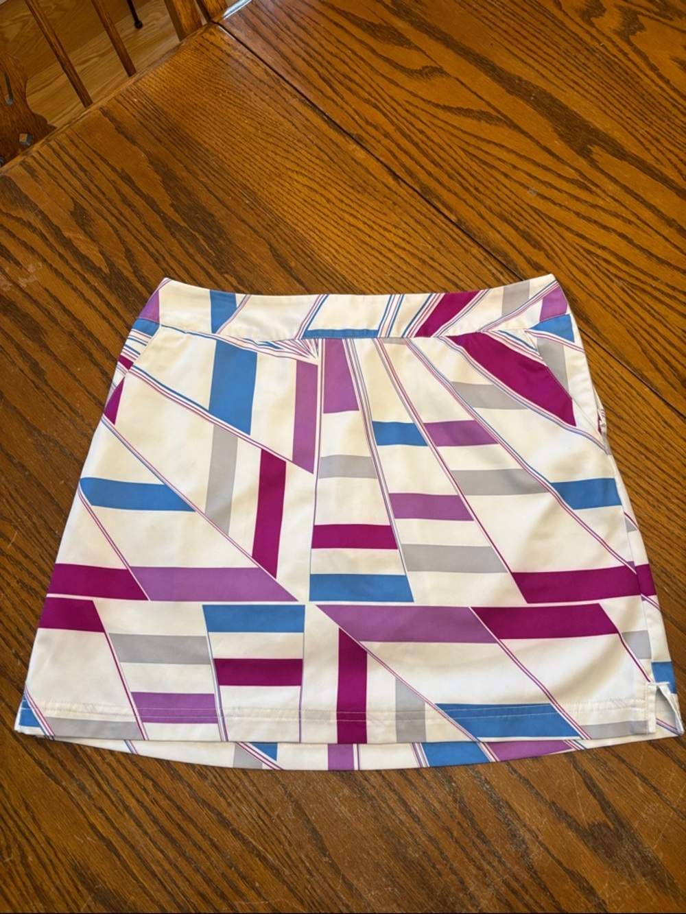 adidas White golf  Skort with Purple & Blue Geometric Stripes